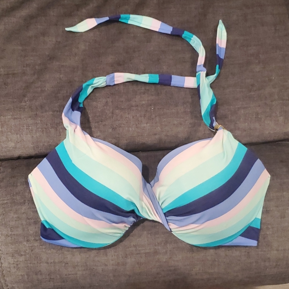 Victoria Secret bikini blue/teal stripped top 36dd